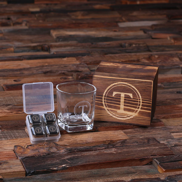 Engraved Manthiest Glass Boxed Steel Cubes Set TP-025247