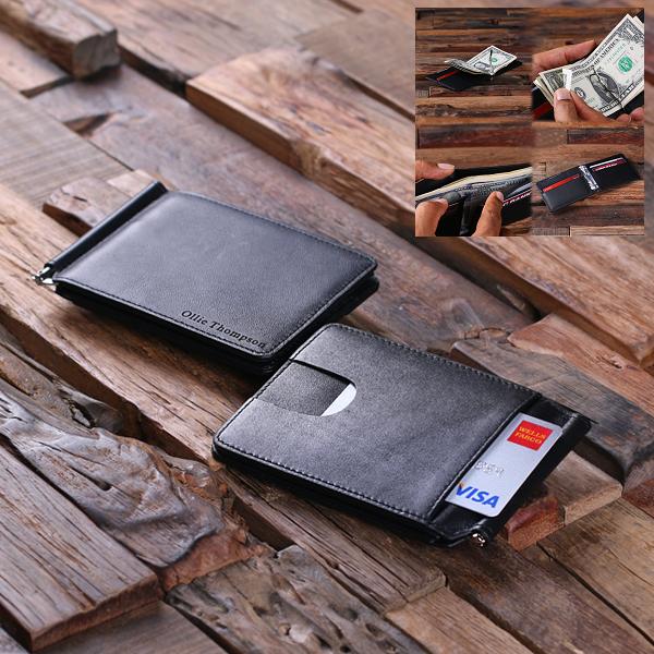 Custom Mens Black Leather Thin Bifold Wallet - Personalize at www.bagsaleusa.com/product-category/backpacks/