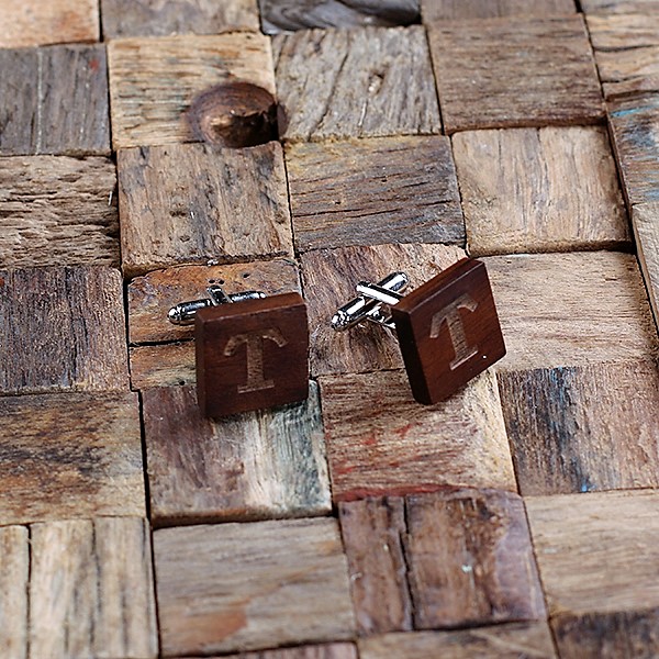 Engraved Mahogany Square Cuff Links TP-025491