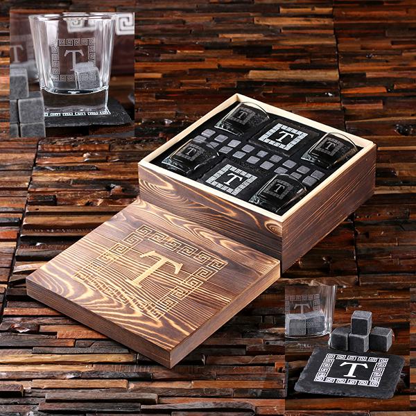 Personalized Spirit Set With 4 Coasters 18 Stones 4 Glasses TP-025578