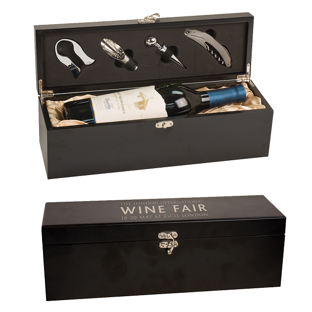Engraved Black Wine Box WBX21